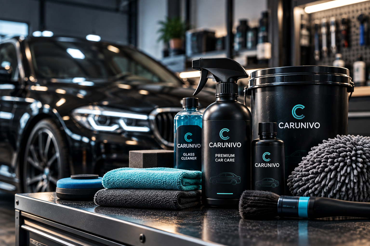 Fahrzeugpflege-Produkte für den geplanten CARUNIVO Online-Shop